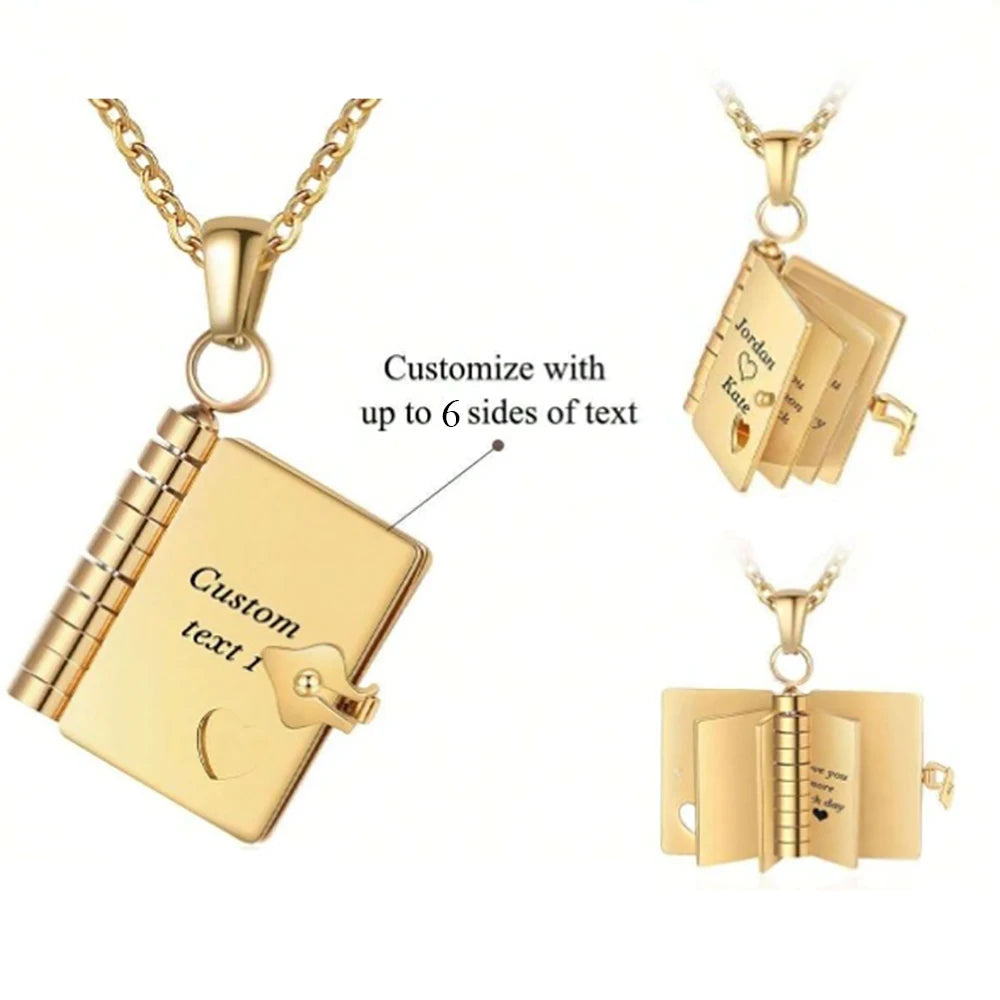 personalized book Necklace