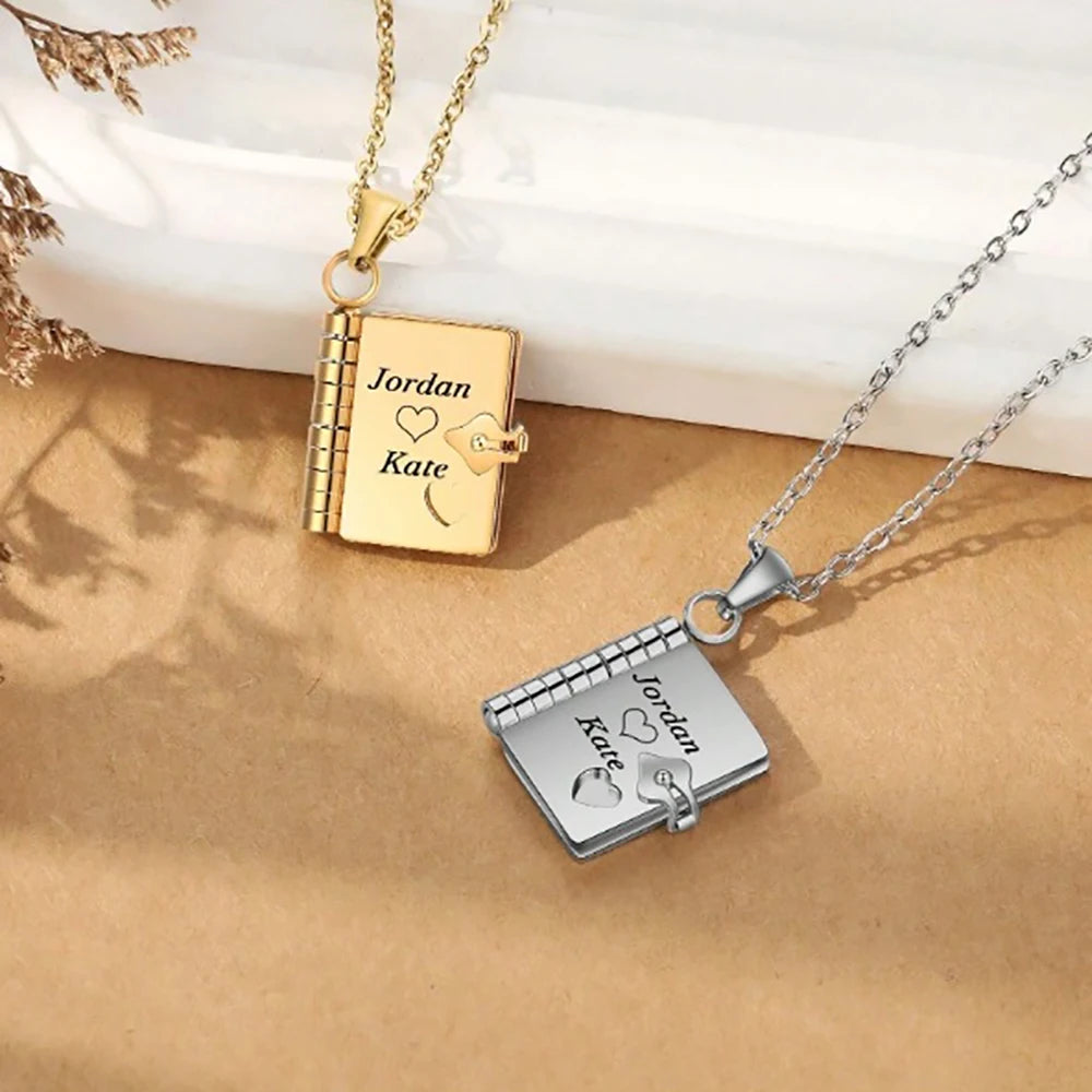 personalized book Necklace
