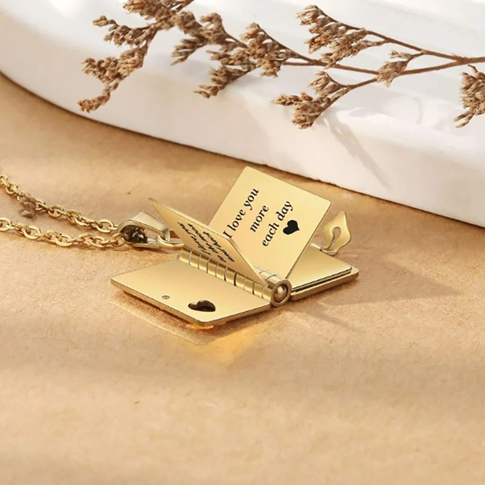 personalized book Necklace