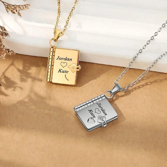 personalized book Necklace