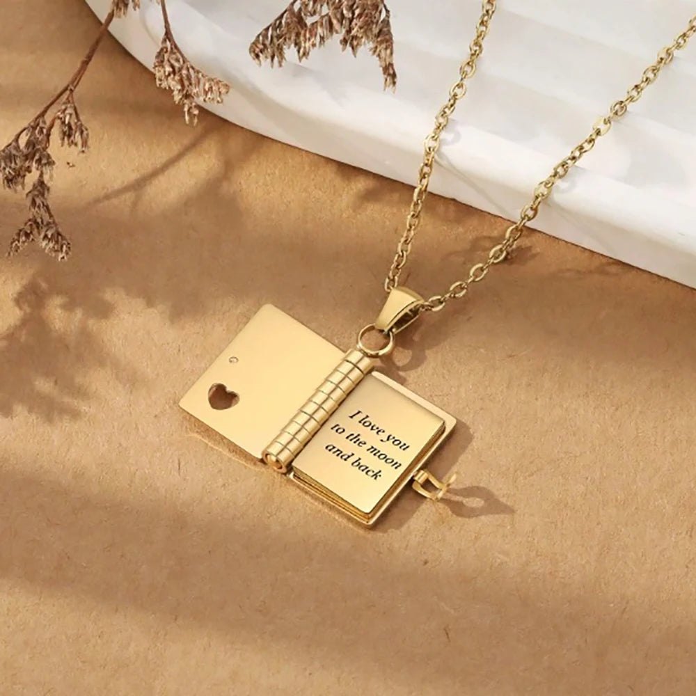 personalized book Necklace